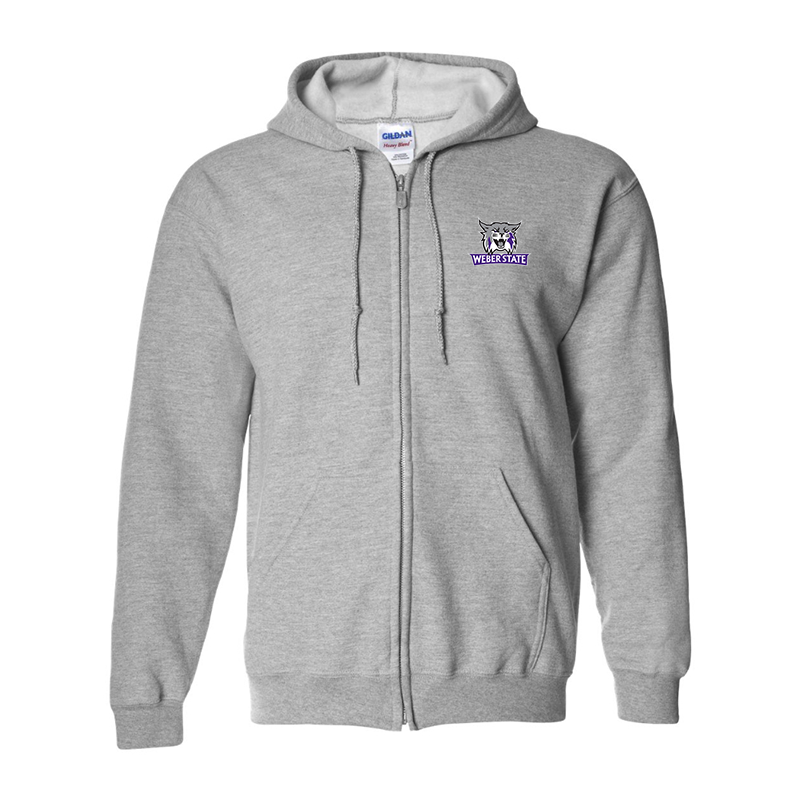 Men's Weber State Wildcats Gildan  Heavy Blend Full Zip Hooded Sweatshirt